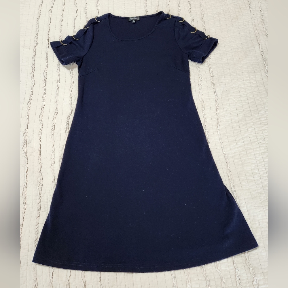 Spense Women's A-Line Short Sleeve Stretchy Casual Dress, Navy, Size 10